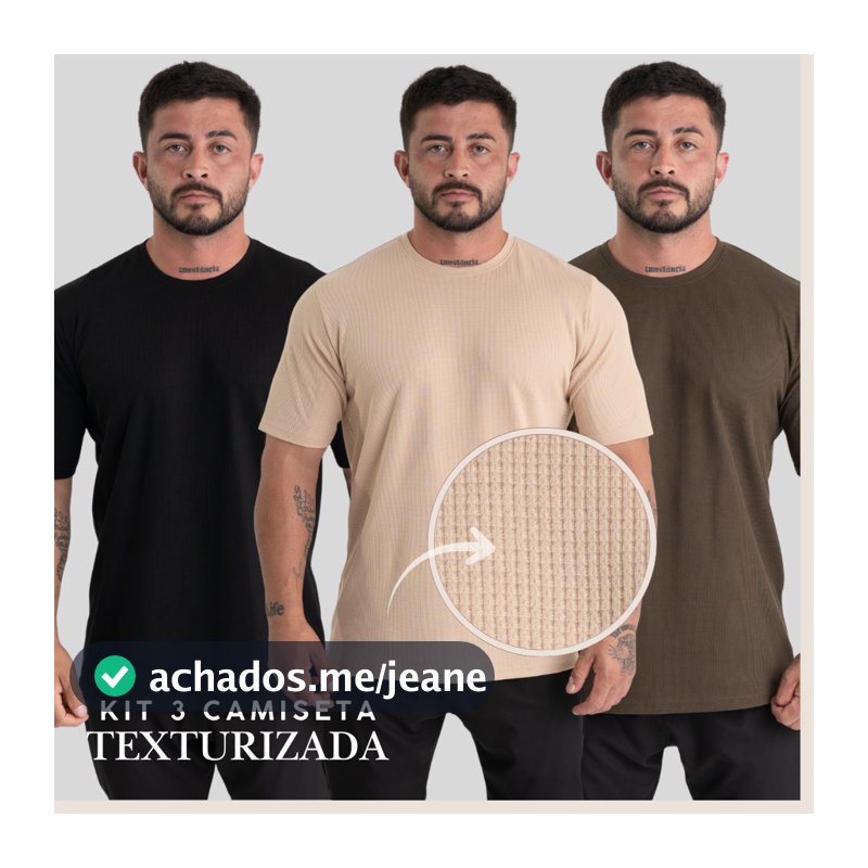 Kit 3 Camiseta Masculino Oversized Texturizada Americano