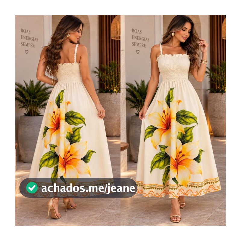 Vestido Longo  Feminino Estampado Com Lastex Alca