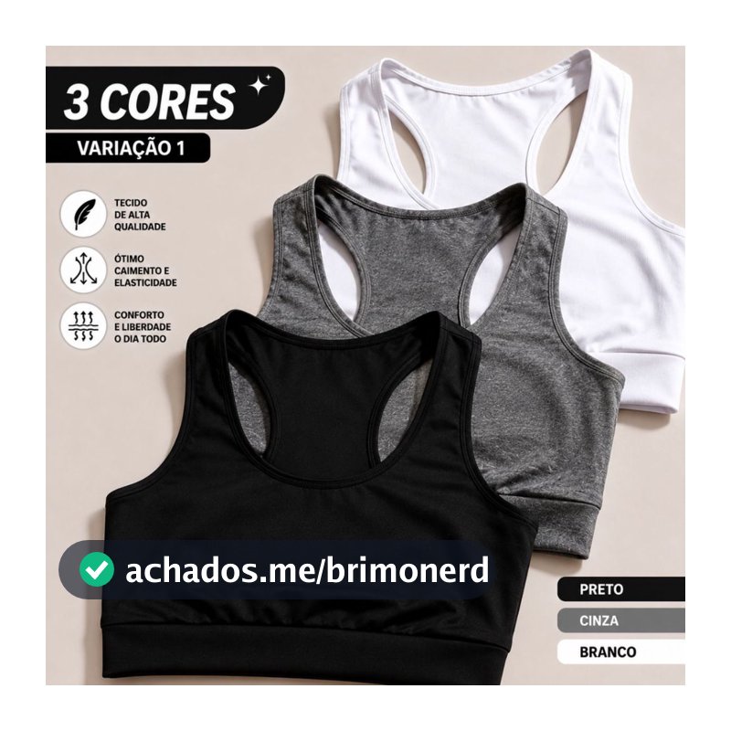 Kit 3 Top Fitness Feminino Academia Treino Roupas Esportivas Femininas Nadador