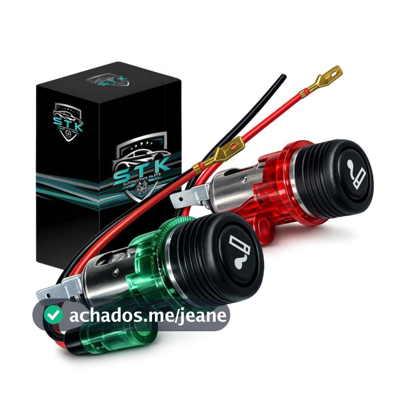 Acendedor Tomada de Carregador 12v Automotivo Universal Verde e Vermelho