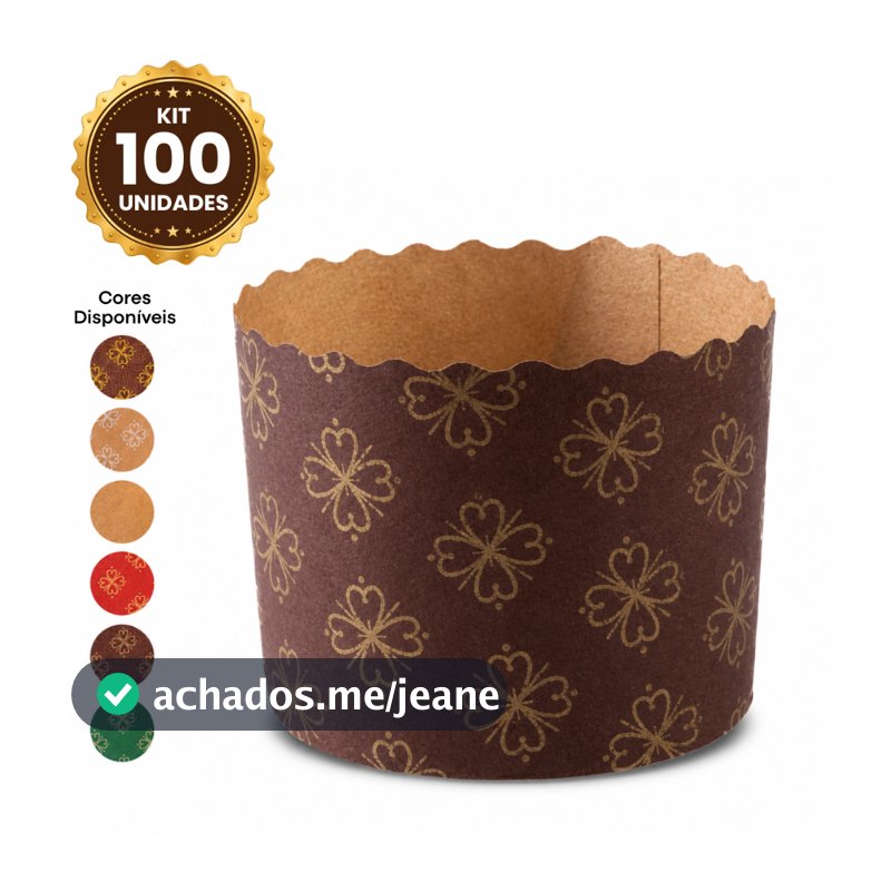 Kit 100 Formas de Panetone Kraft 250g 6 Cores 9x9Cm - Não Precisa Untar, Microfuros, Forneável