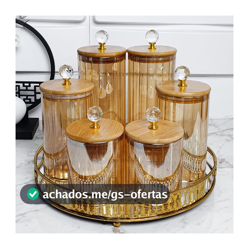 Potes herméticos porta mantimentos com tampa de bambu e vedação em silicone Âmbar com Tampa Cristal