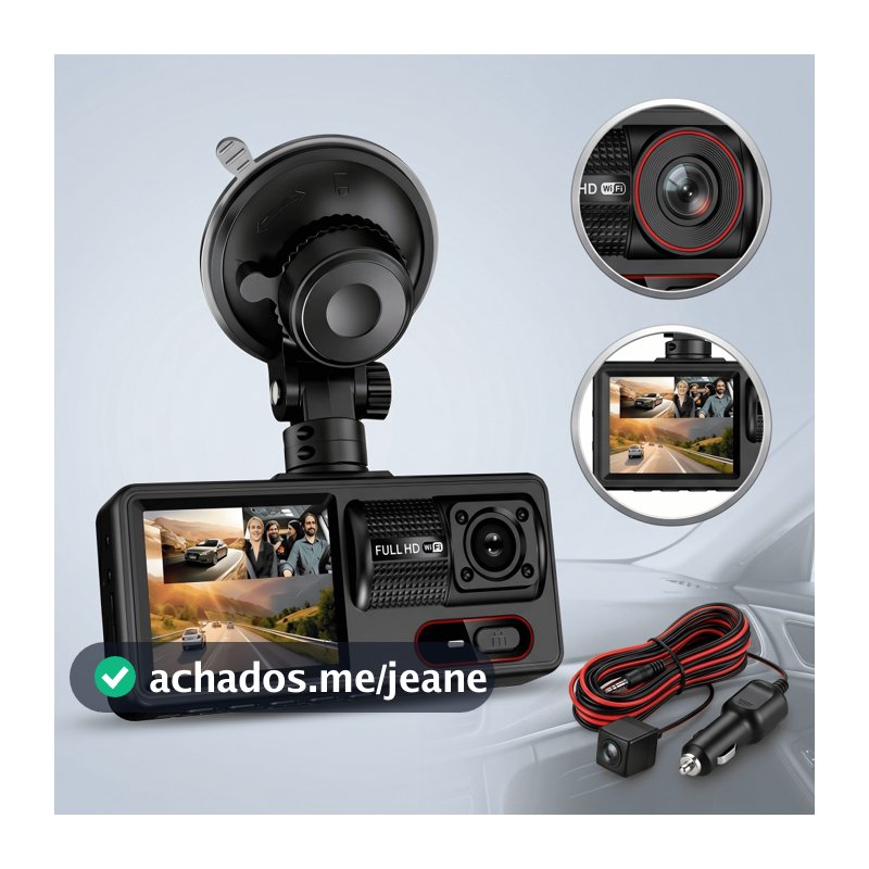 Kit 3 Câmera Veicular HD 1080p De Carro Automotiva