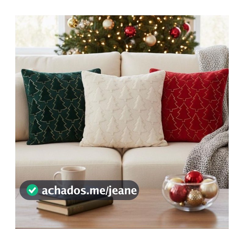 Capa de Almofada Natalina Decorativa 45X45 Bordada alto relevo árvore de Natal ENVIO RÁPIDO!