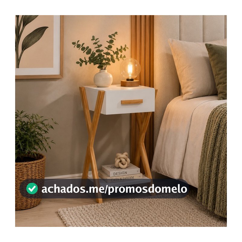 Mesa de Cabeceira Moderna com Gaveta e Nicho Inferior