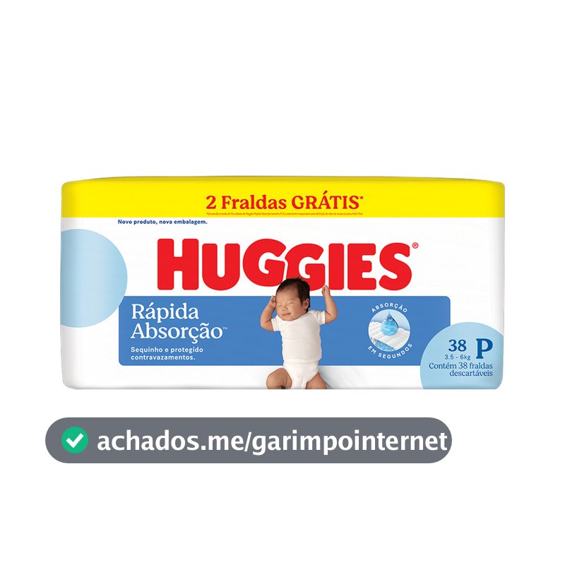 Fralda Huggies Rápida Absorção P - 38 / M - 36 Fraldas
