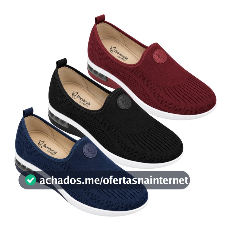 Tênis Feminino Ortopédico Ultra Conforto Benévola Knit Slip On Calce Fácil Esporão Fascite Plantar