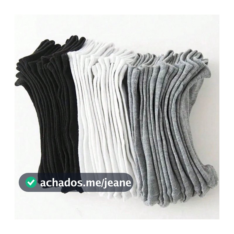Kit 12 Pares de Meias Algodão Cano Médio Unissex - Cores Variados