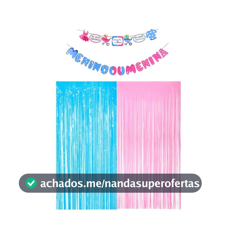 Kit Chá Revelação Banderola + Cortina Decorativa festa aniversario surpresa decoracao cha de bebe