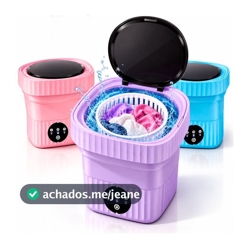 Mini Máquina De Lavar Roupa 12,5L Automática 3 Modos Centrifugador Drenagem Dobrável Bivolt