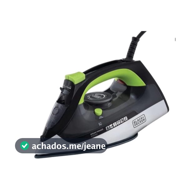 Black + Decker Ferro de Passar Roupa, com Vaporizador, Sistema Antigotejamento, Preto, Verde e Branco, Modelo FX2700, 12