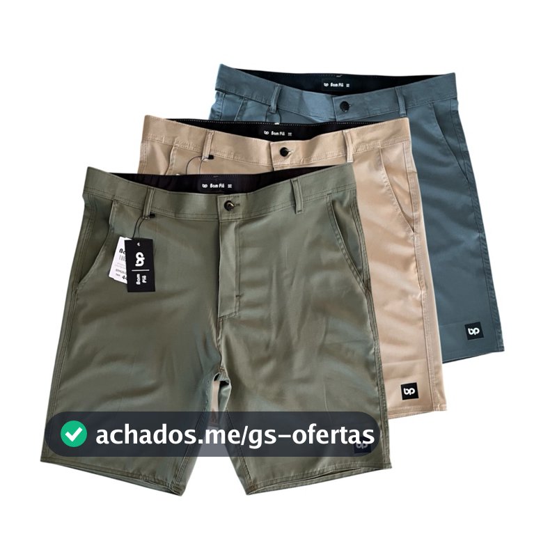 Bermuda masculina social tactel com elastano