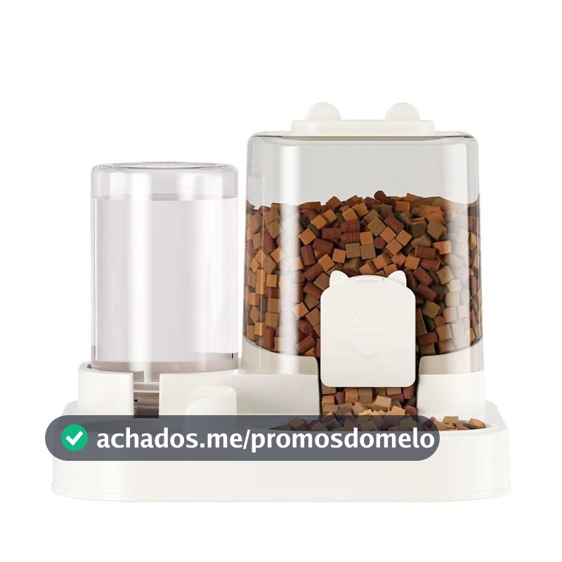 Alimentador Comedouro Automático Duplo Ração Pet Cães Gatos Bebedouro