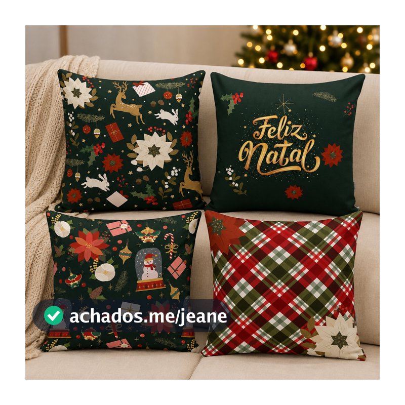 Kit 04 Capas Para Almofadas Natalinas Promoção
