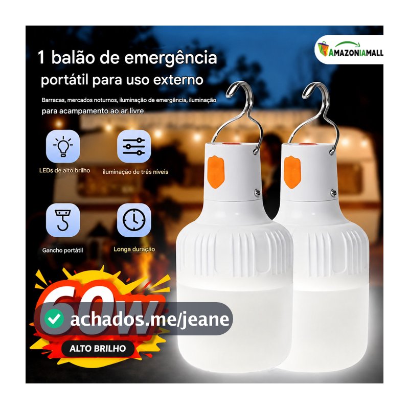 Lâmpada LED 60W Camping KIT4 KIT2 KIT1 Unidades USB Recarregáveis De Longo Prazo À Prova D'água Para Pesca De Emergência