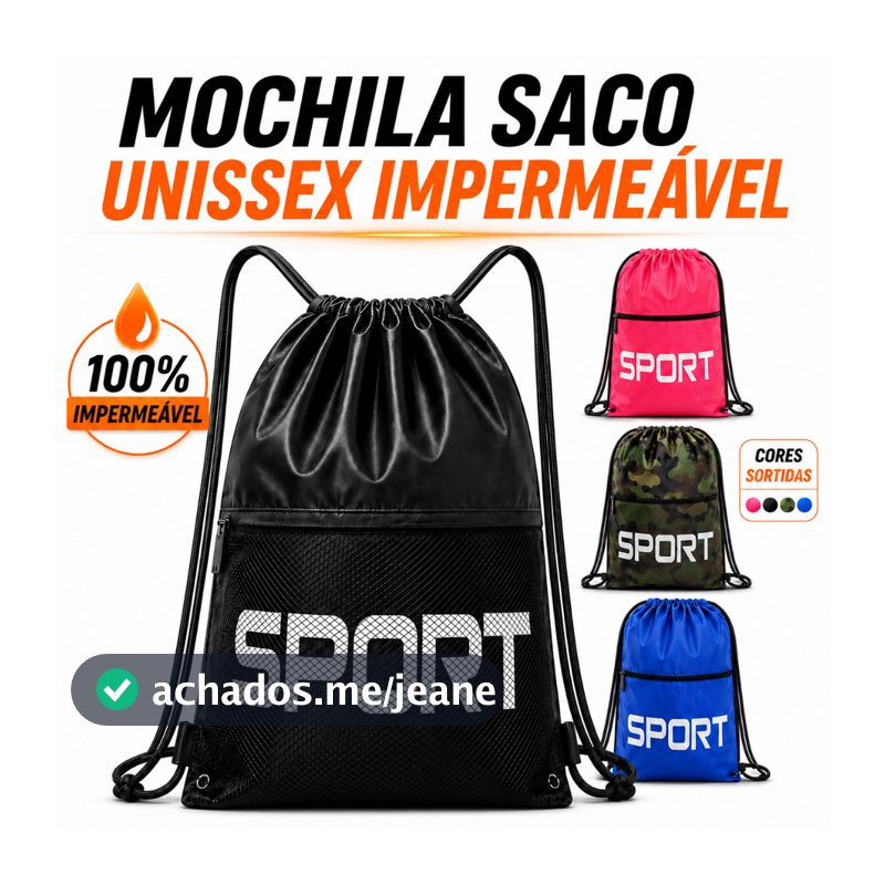 Bolsa Academia Unissex impermeável Com Ziper Mochila Bolsa Sacola Feminina Masculina - 4 Cores