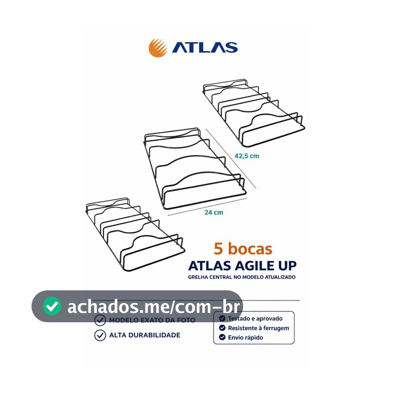 Kit 3 Grelhas Grade Trempe Fogão Atlas Agile UP Monaco Top 5 Bocas