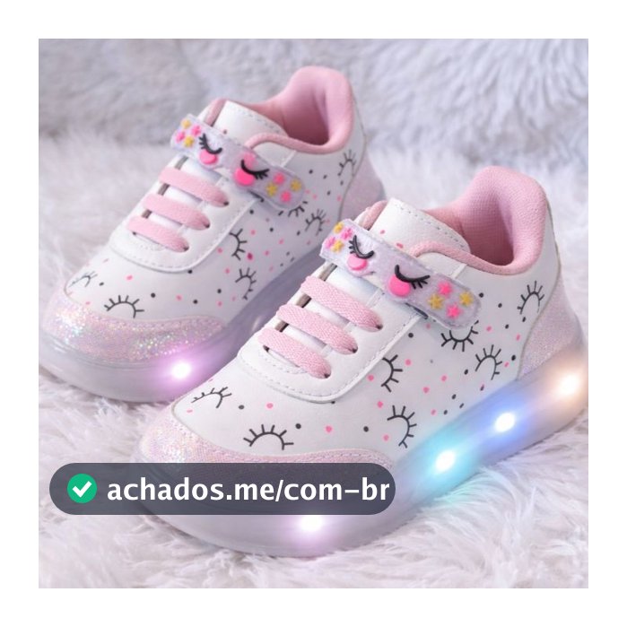 Tenis de Led Infantil Menina Kids Delicado para Passeios Escola Juvenil Luzinha Envio Imediato