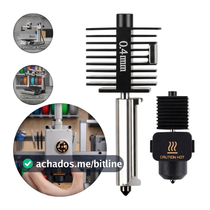 Hotend Compatível Bambu Lab A1 E A1 Mini Bico Aço Endurecido 0.4mm 0.2mm Reposição Impressora 3D