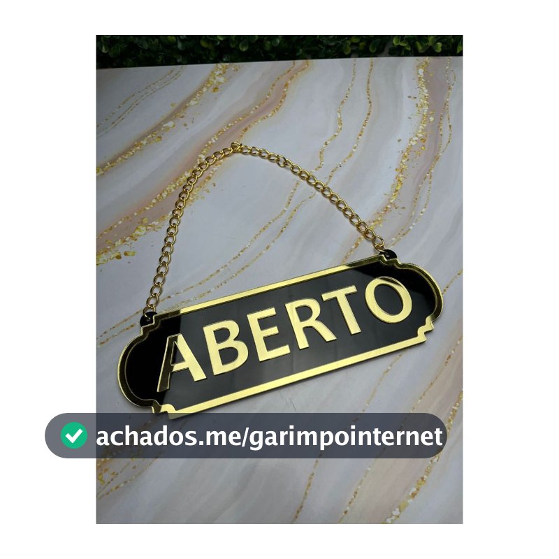 PLACA ABERTO E FECHADO EM ACRILICO ESPELHADO COM VENTOSA