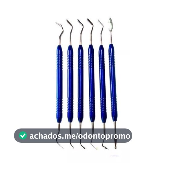 Kit De Espátula Para Restauração Resina  Azul  Com 6 Unidades