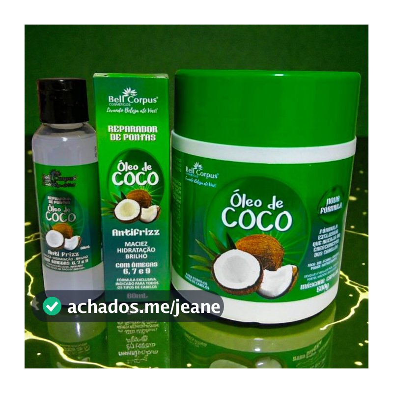 Kit Óleo de Coco Revitalização Capilar Óleo para Cabelo + Máscara de Hidratação Bell Corpus