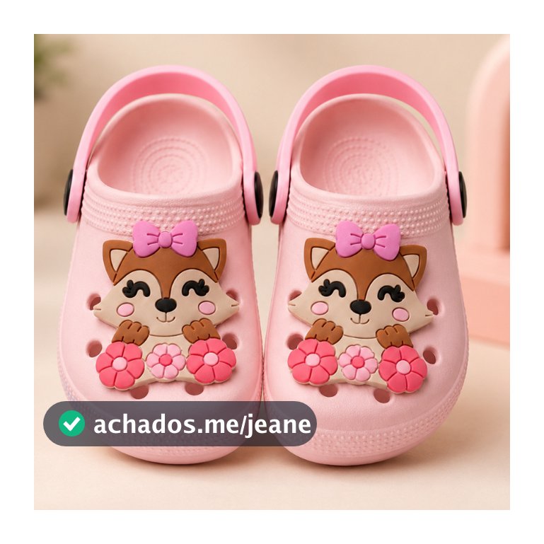 Sandália Papete Infantil Feminina com Raposinha Leve Macia e Confortável