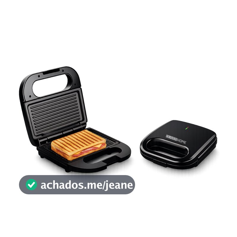 Sanduicheira Elétrica e Grill Família 2 em 1 - Inox antiaderente - 750W OliverHome