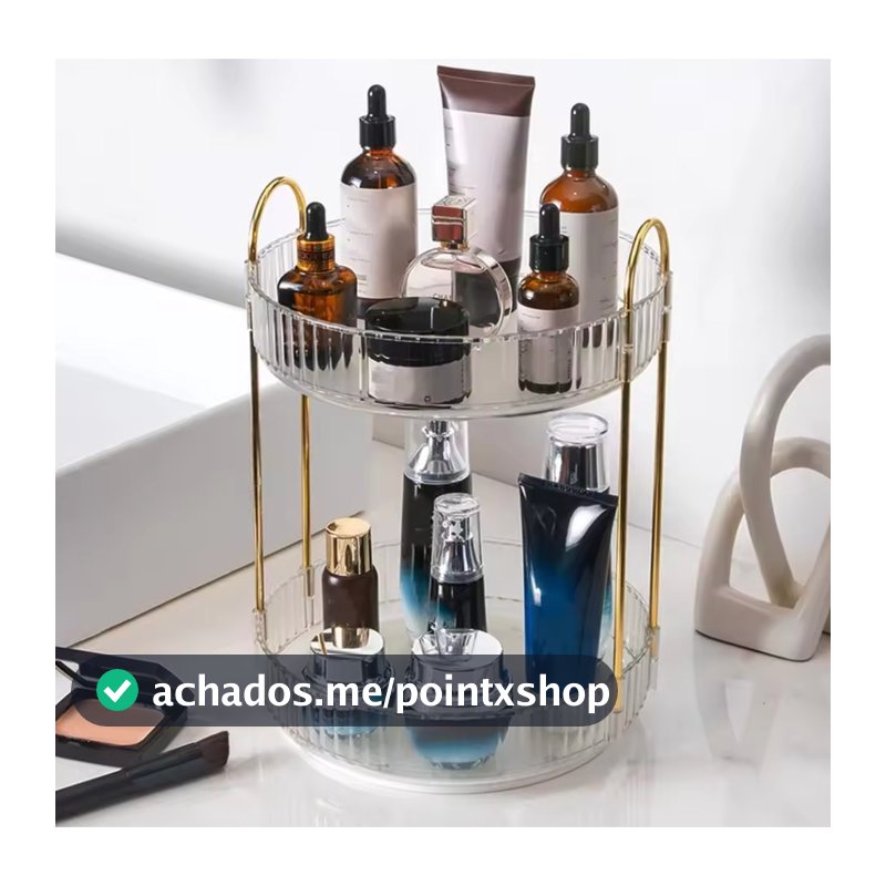 Organizador de Maquiagem Giratório – Suporte Multiuso 2/3 Andares p/ Cosméticos e Perfumes