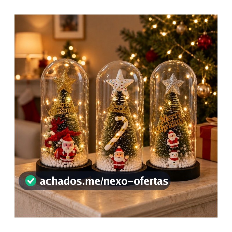 Luminária Natal Cúpula Neve Decoração Mesa Sala Quarto Casas