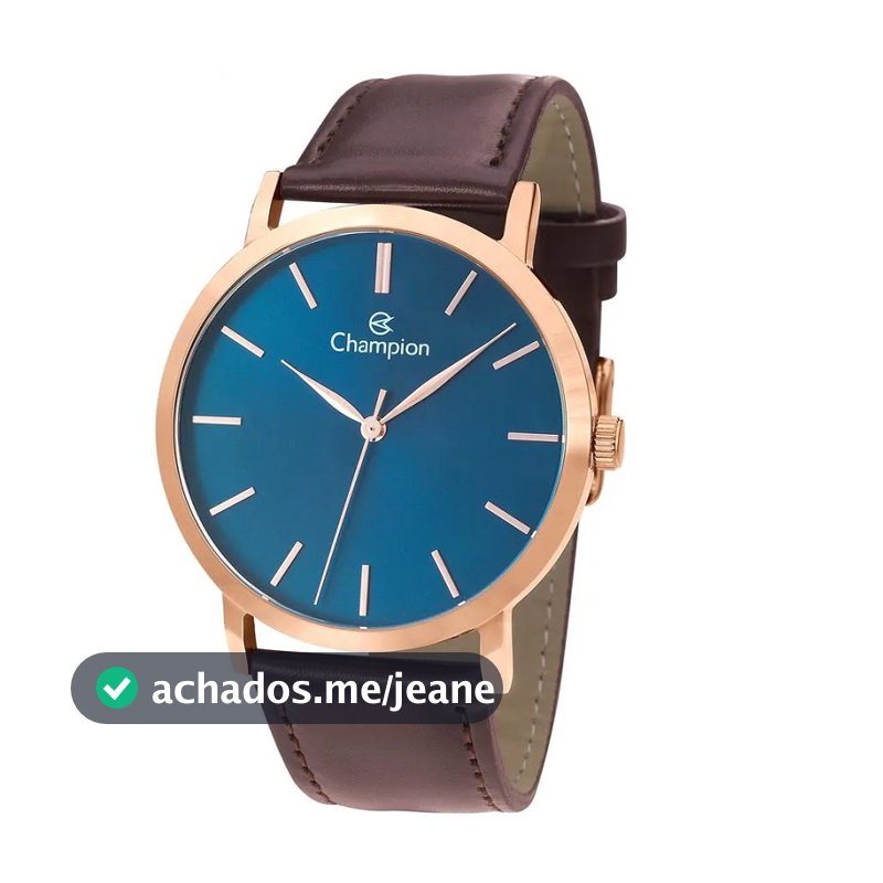 Relógio Pulseira de Couro Marrom  Champion Masculino Analógico Original CN20677A Relógio Masculino
