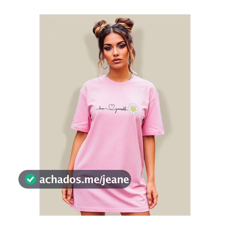 Camiseta Oversized Feminina Rosa 100% Algodão Estampada Blusão de Academia Vestido Treino hypewear Y2K