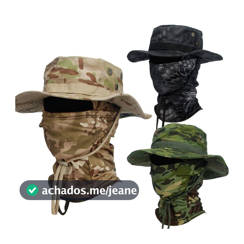 Conjunto Boonie + Mascara Balaclava de Proteção Solar Elegante Respirável Para Aventuras Ao Ar Livre
