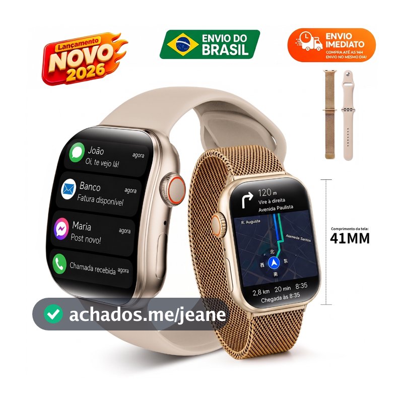 2026 Smartwatch BW10 Mini 38MM Relógio Inteligente 3D Tela Curva NFC GPS ChatGPT Bluetooth CALL Esportivos Smartwatch