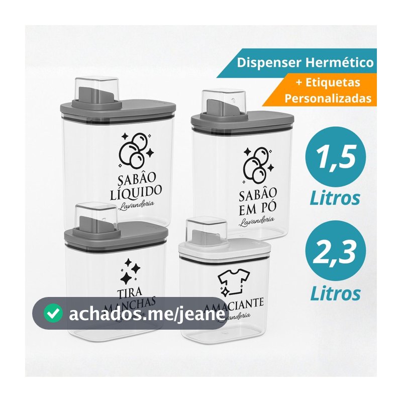 Dispenser Organizador Lavanderia 2,3 litros 1,5 Litros Amaciante Sabão em Pó Liquido Tira Manchas