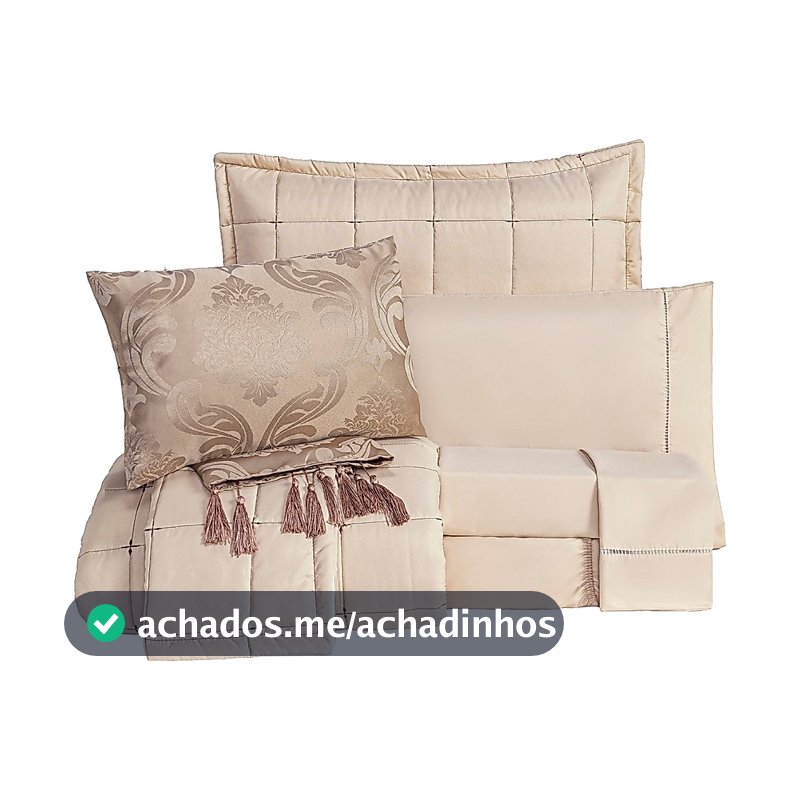 Kit Enxoval Lisboa Dupla Face Bordado Casal Padrão 9 Peças