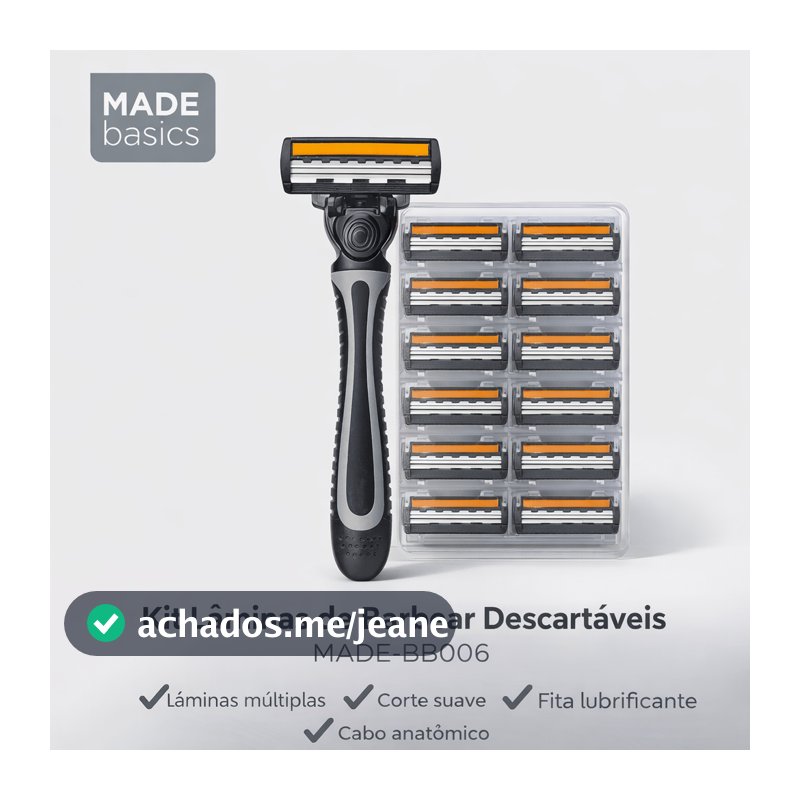 Aparelho de Barbear Masculino 3 Lâminas e 18 Refil de 3 Camadas Barbeador Profissional Kit Completo
