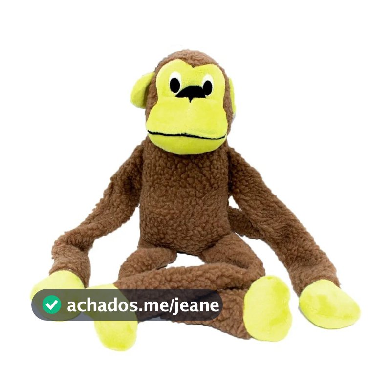 Brinquedo Cachorro Pet Mordedor Macaco Macaquinho Kong de Pelucia com Apitos e Olhos Bordados
