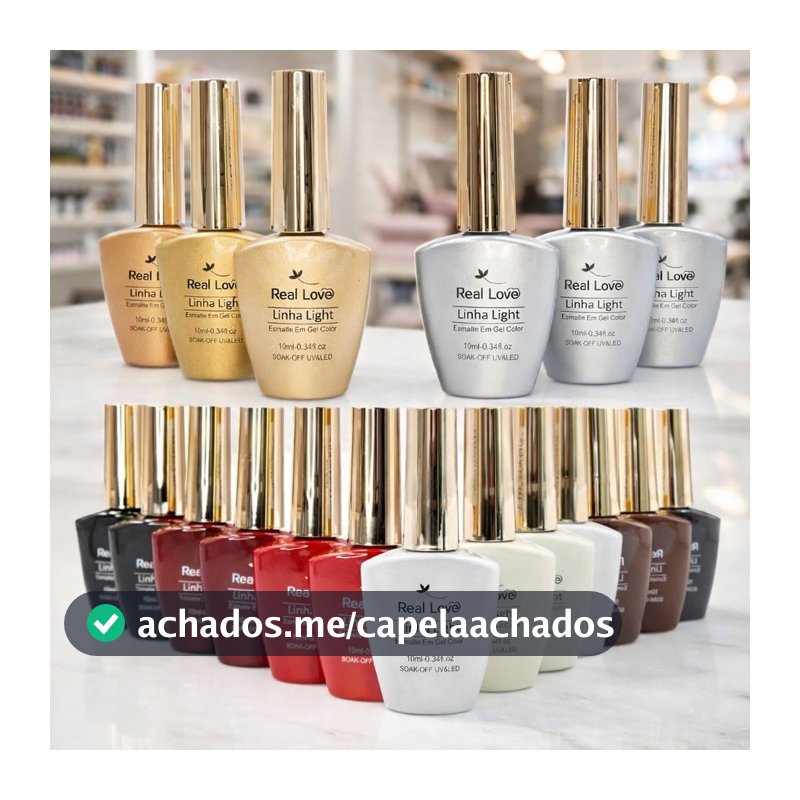 Kit 20 Esmaltes em Gel Real Love Tons Branco Renda, Marrom Vermelhos Dourados Prata
