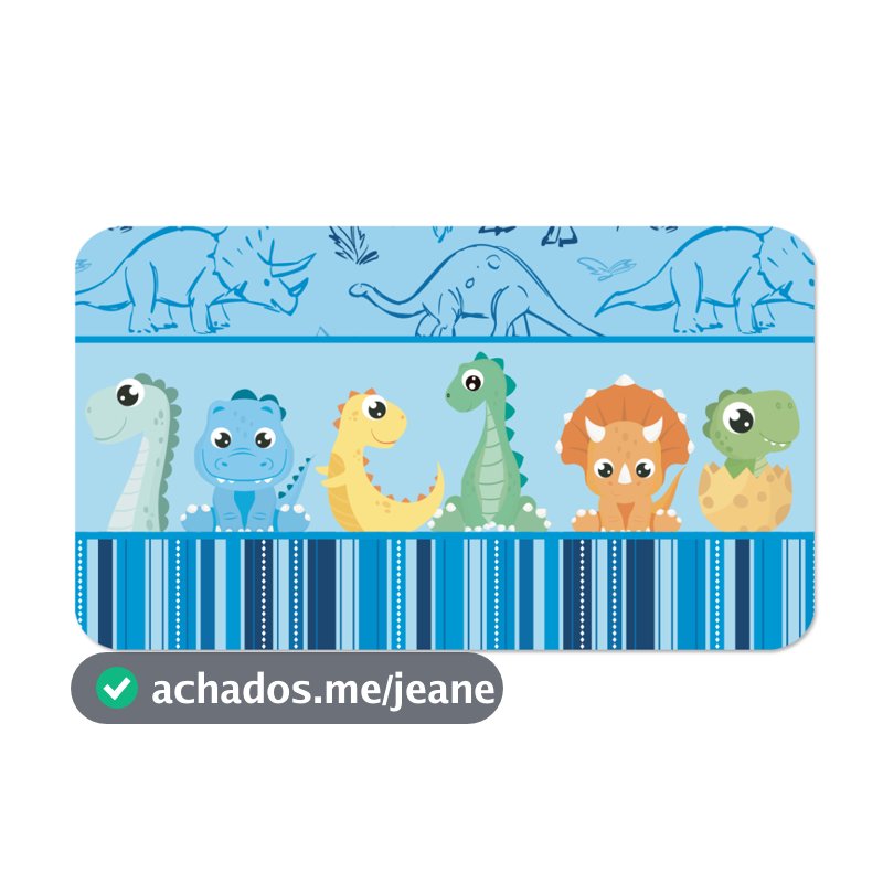Tapete Infantil Antiderrapante Emborrachado 60x34cm Dinossauros Menino
