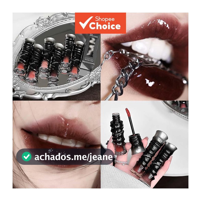 CAPPUVINI Glossy Lip Glaze Coreano Cristal Vidro Tint Batom À Prova D'água De Longa Duração 6 Tons