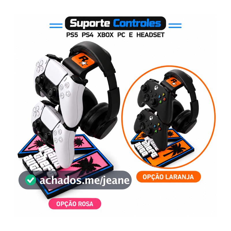 Suporte Controle GTA Headset Ps5 Xbox Gamer Mesa Fone De Ouvido
