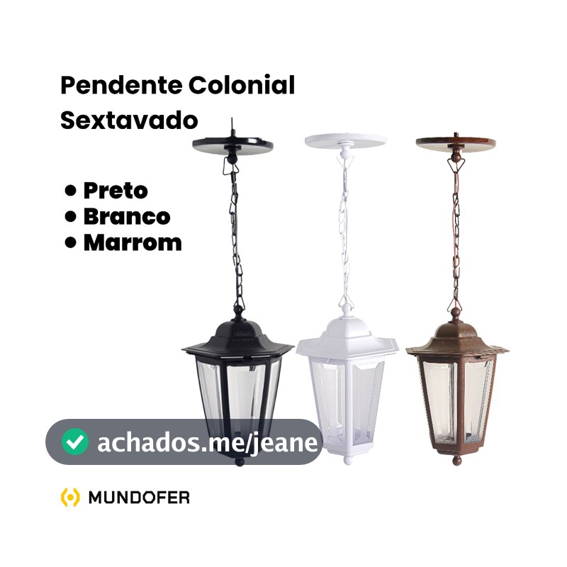 Kit 2x Arandelas Pendente Sextavada Bivolt Luminaria Colonial Classica Vintage Retro Área Externa e Interna Decoração