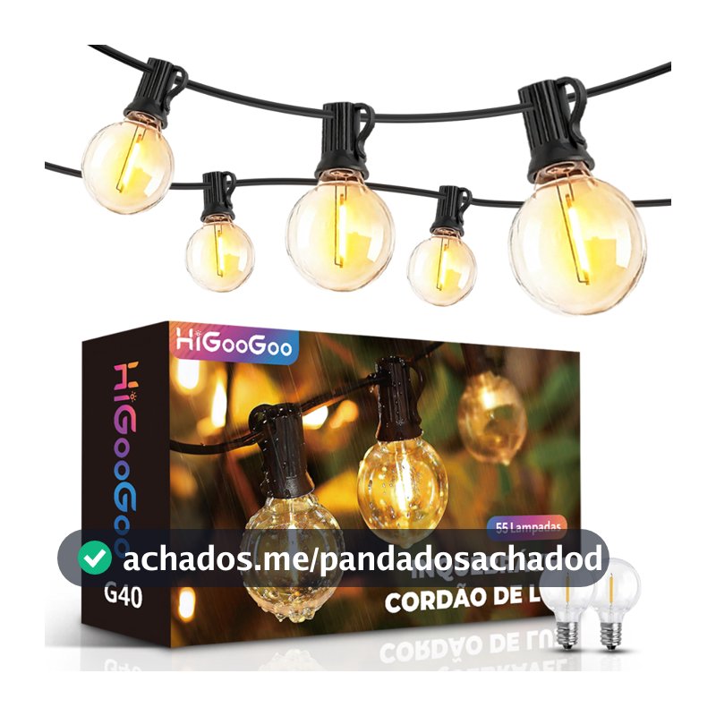 HiGooGoo G40 Inquebrável 20/30M Cordão De Luz Iluminação Externa Varal De Luze Com Lâmpada Decoração Para Natal Carnaval