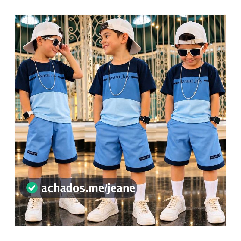 Conjunto Infantil Masculino De Verão – Camiseta Algodão + Bermuda Confortável | 1 a 12 Anos