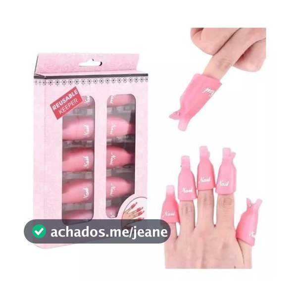 Kit 10 Dedeira Para Unhas Remoção De Gel Acrigel Fibra Clip