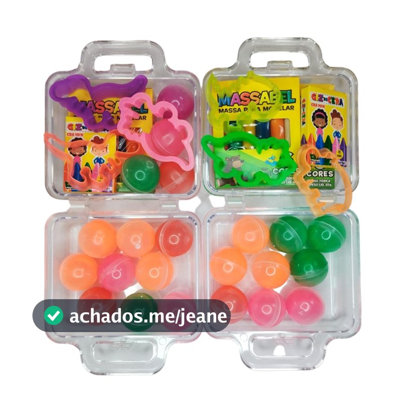 5 Maletinha + 5 Cortador + 5 Massinha De Modelar + 5 Geleca Slime+ 5 Giz 10G Kit Lembracinha