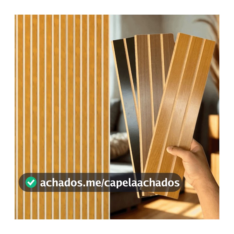 Kit Até 100 Placas Ripado MDF Autocolante 45x11cm Revestimento Decorativo para Paredes
