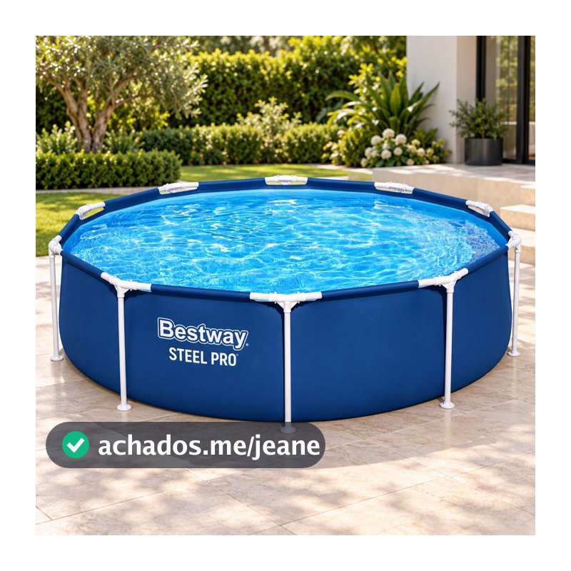 Piscina Redonda Grande 5000 Litros Estrutural Azul de Armação Quintal Metálica Circular Rigida
