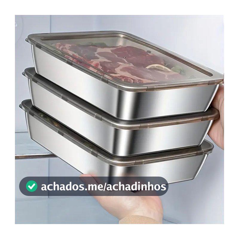 Conjunto de recipientes de armazenamento de alimentos de aço inoxidável durável de 2 peças
